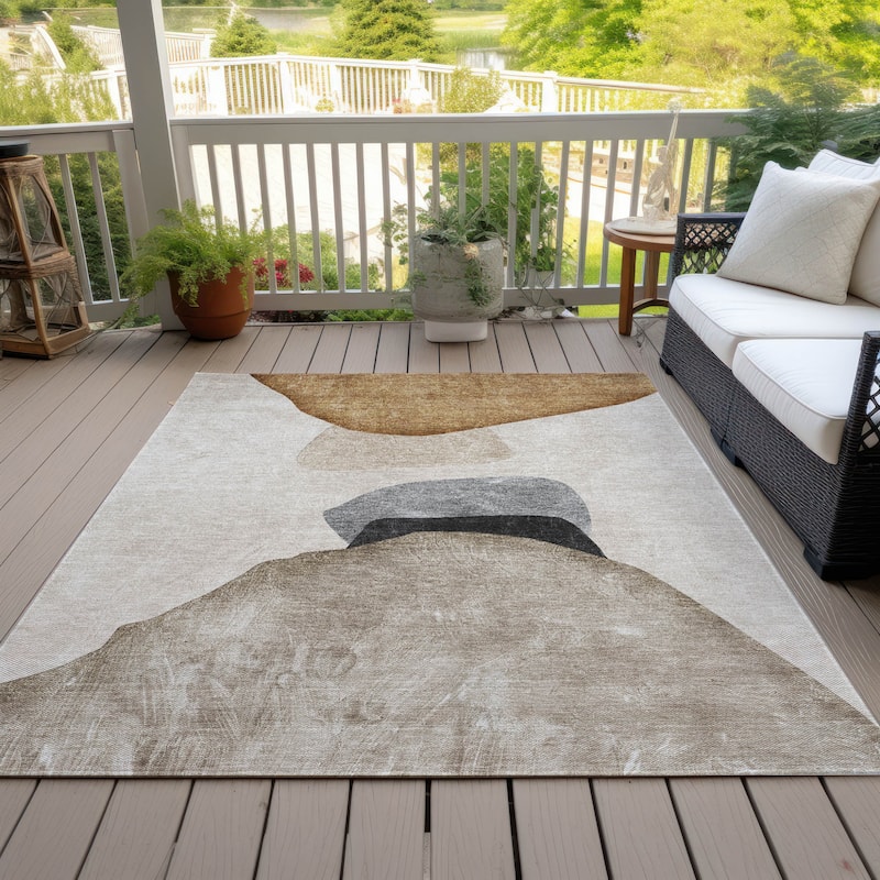 Namo Artistic Abstract Weather Resistant Classic Meets Modern Outdoor Rug