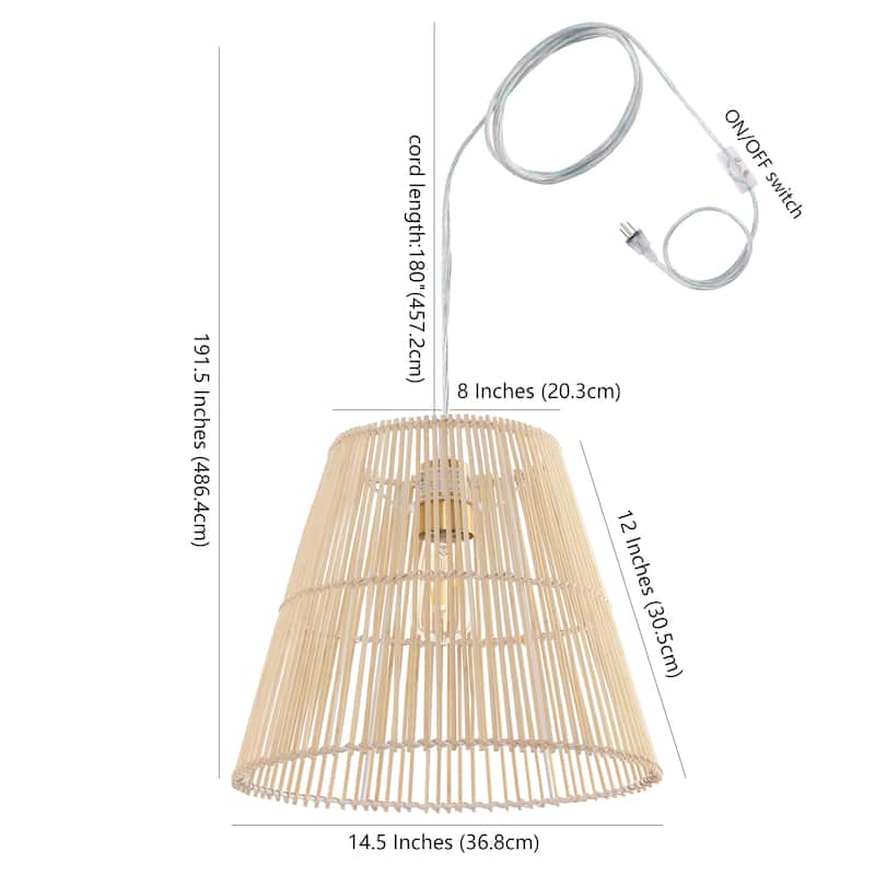 SAFAVIEH Lighting Egne 14.5-inch Pendant - 15" W x 15" D x 12-192" H - Natural - 15Wx15Dx192H
