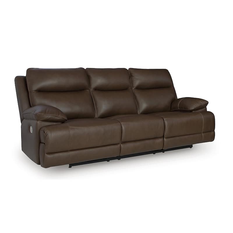 Signature Design by Ashley VonRyan Dark Brown Power Reclining Sofa with Adjustable Headrest - 92"W x 42"D x 42"H