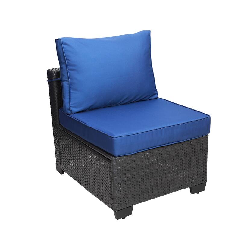 7 Piece Outdoor Furniture Set, All-Weather Garden Conversation Set, Outdoor Sectional Sofa with Coffee Table and Cushions