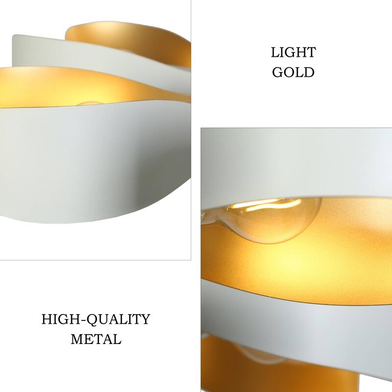 Modern White Gold 6-Light Chandelier with Flower-Design Shade for Kitchen Dining Room - 31.4 " × 3.7 "