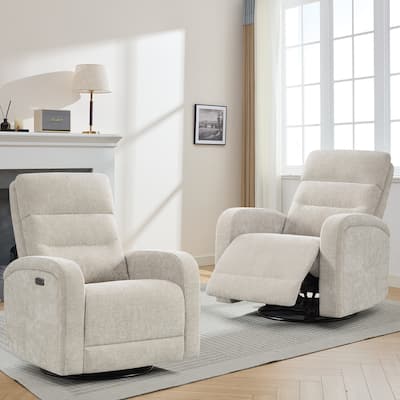 Aemeios Swivel Power Recliner Rocker with USB and Type C Port Set of 2