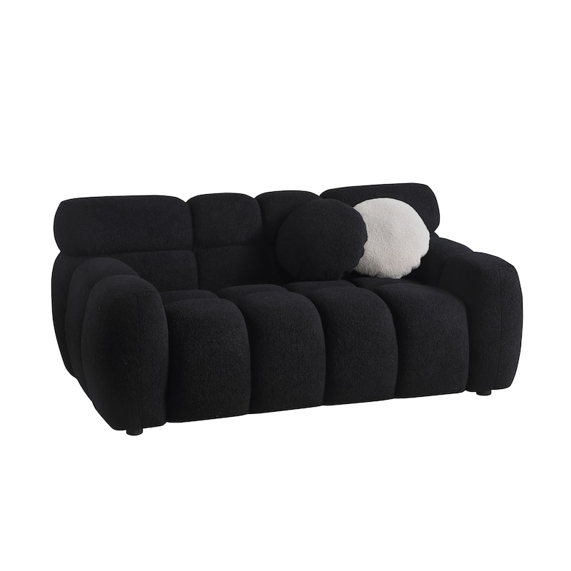 Wayna Modern Square Sofa, Sherpa Thick Cushion Double Sofa