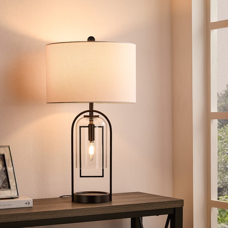 KAWOTI 25.25'' Bronze Table Lamp with Night Light Bulbs - 25.25 - 25.25