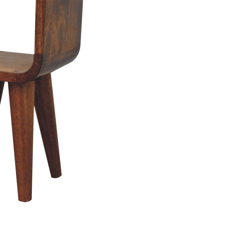 Solid Wood Extra Mini Minimalist Open Curved Chestnut Bedside