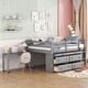 preview thumbnail 28 of 34, Twin/Full Size Low Loft Bed with Retractable Writing Desk and 4 Drawers, Wooden Loft Bed Frame w/ Lateral Portable Desk & Ladder Grey - Full