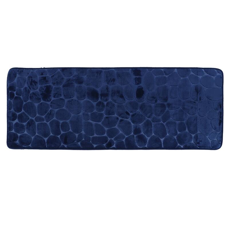 Memory Foam Runner Bath Mat Pebble Design 48x18 - Navy Blue