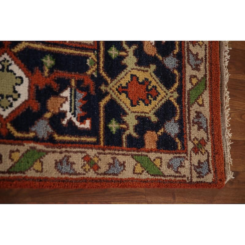 Orange Heriz Serapi Oriental Area Rug Hand-Knotted Wool Carpet - 9'0"x 11'11"