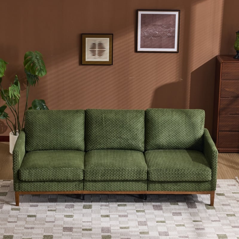 Polyester Upholstery 3-Seater Sofa With Solid Wood Frame