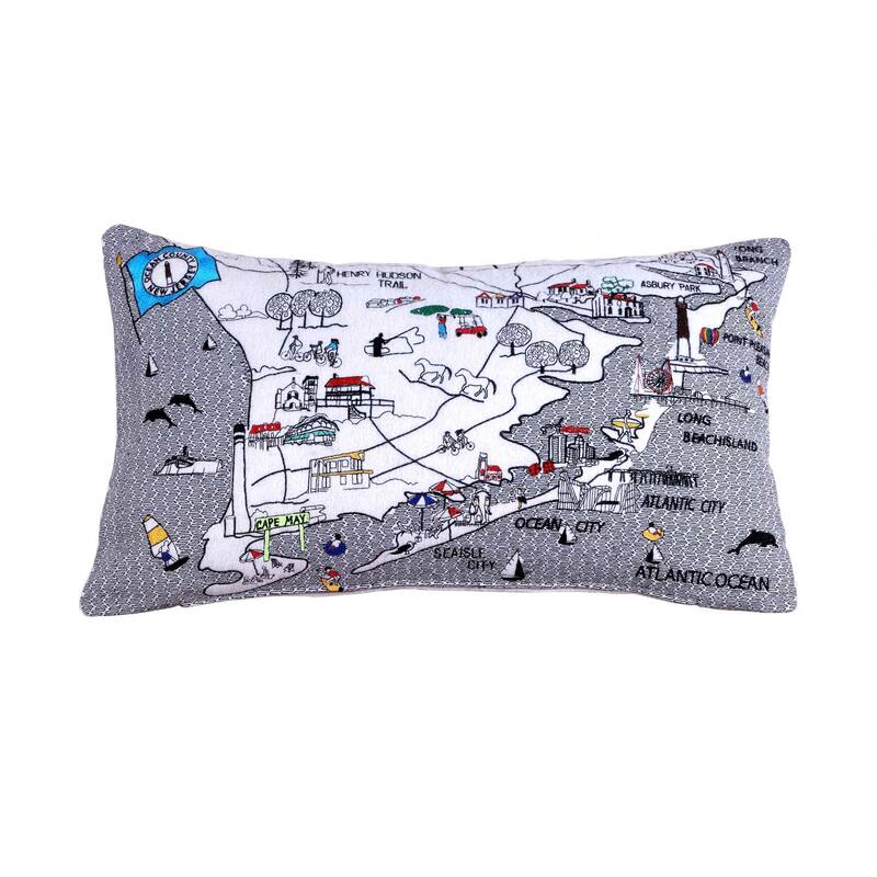 25" White Jersey Shore Daylight Skyline Lumbar Decorative Pillow