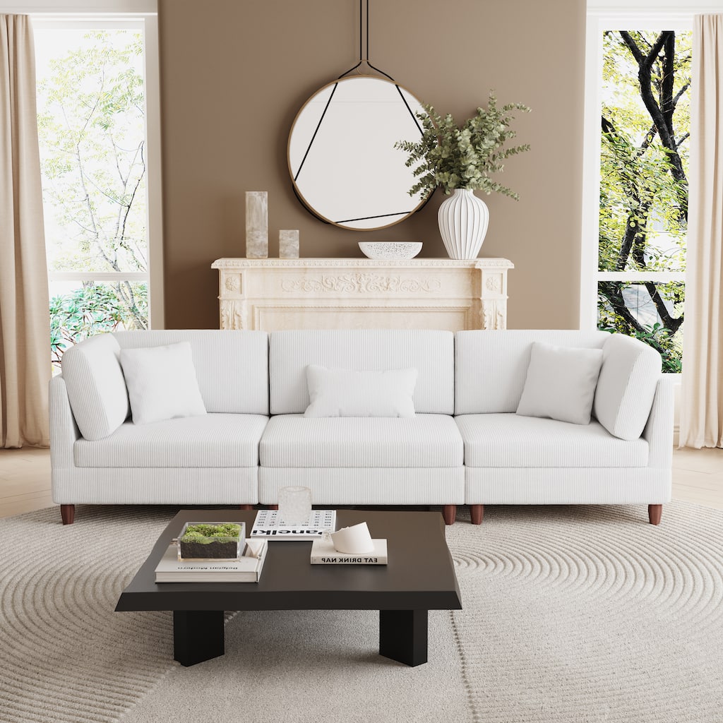 80.3" W Upholstered 3-Piece Sectional Modular Sofa