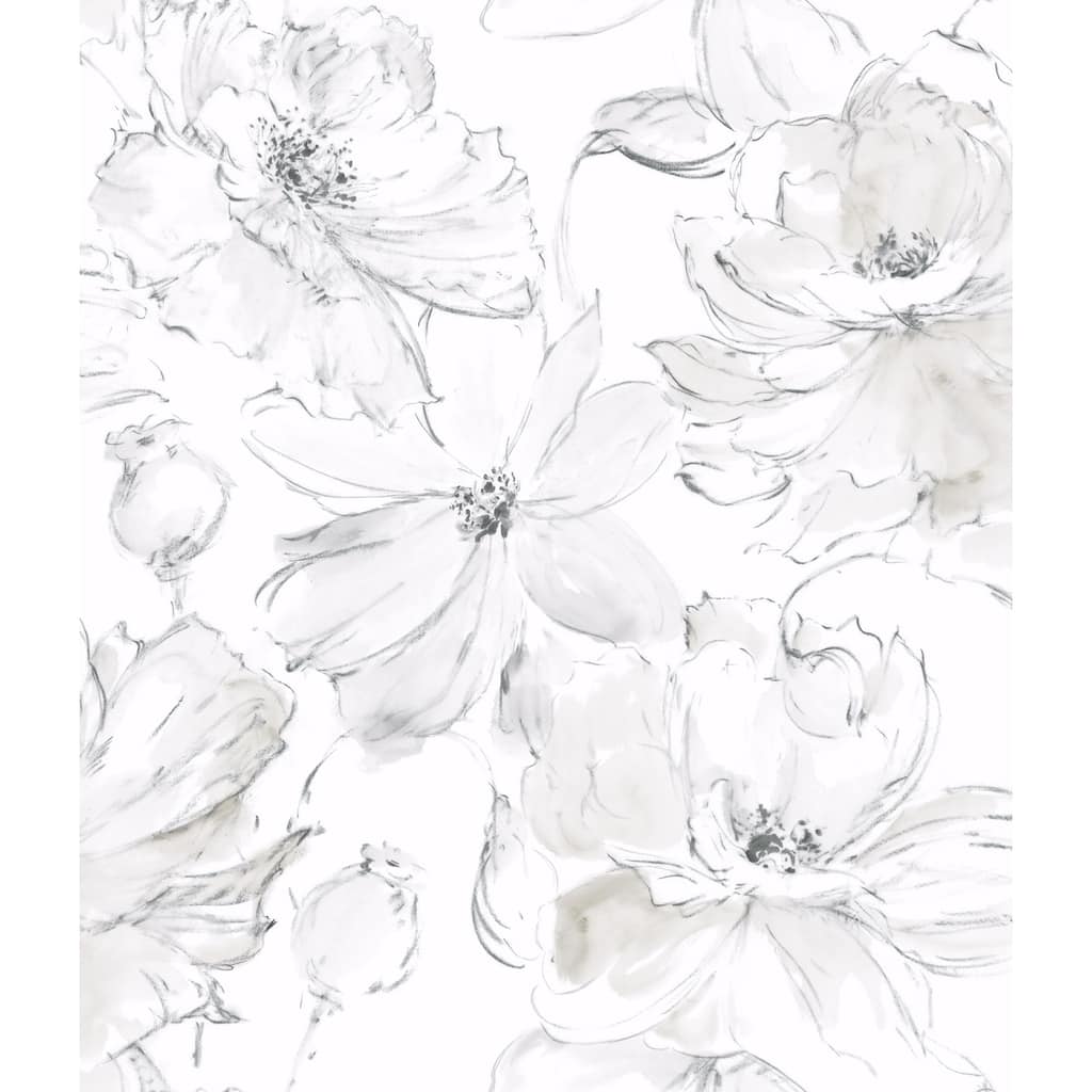 York Wallcoverings Grey Floral Dreams Peel and Stick Wallpaper