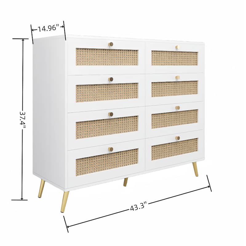 8 Drawers Chest with Rattan Drawer Face
