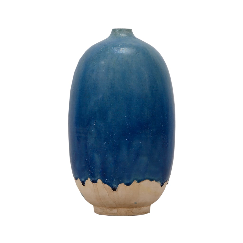 Artissance 11.4" H Large Blue Vintage Style Vase with Small Opening