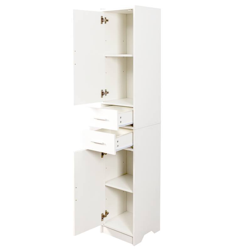 70.87" H Tall Bathroom Storage Cabinet with 2 Doors and 2 Drawer, Narrow Storage Unit, Adjustable Shelves, Floor Cabinet