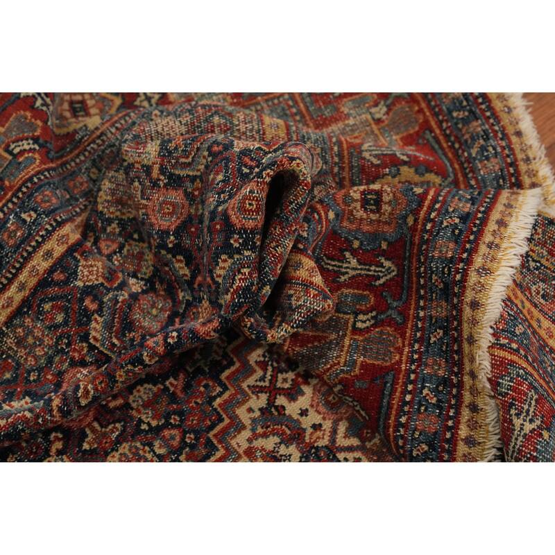 Hand Knotted Oriental 100% Wool Carpet Traditional Medallion Navy Blue & Blues Senneh Area Rug - 6' 4'' X 4' 4''