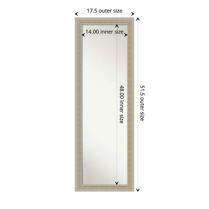 Mezzo Silver Non-Beveled Wood Framed Full-Length On the Door Mirror - Mezzo Silver - Glass Size 14x48