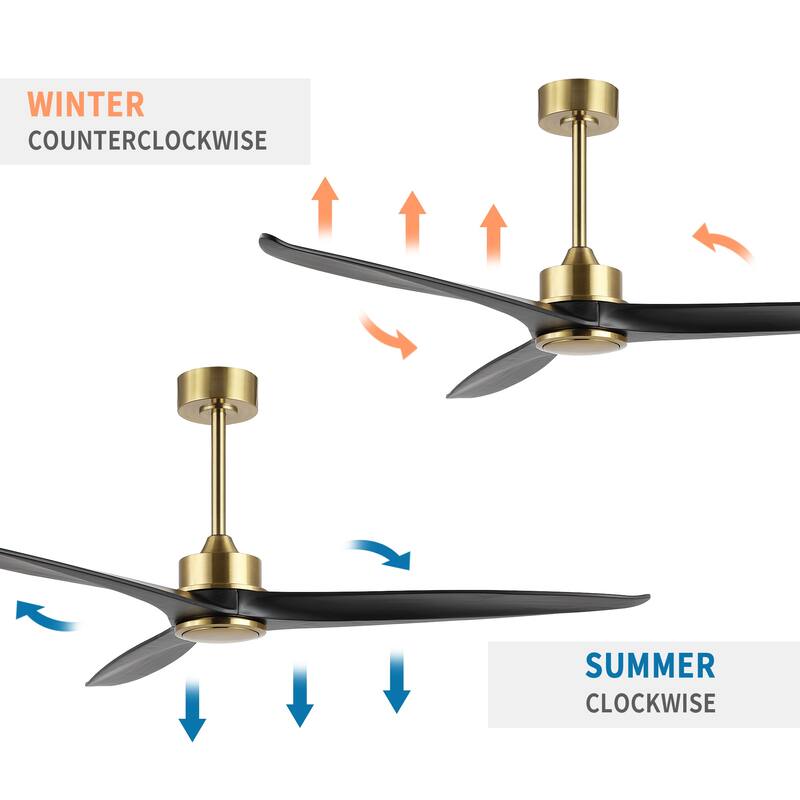 52" Solid Wood 3-Blade Propeller Ceiling Fan with Remote Control