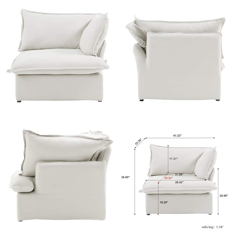 163“ L-Shaped Linen Sectional Sofa Modern Comfortable Sofa