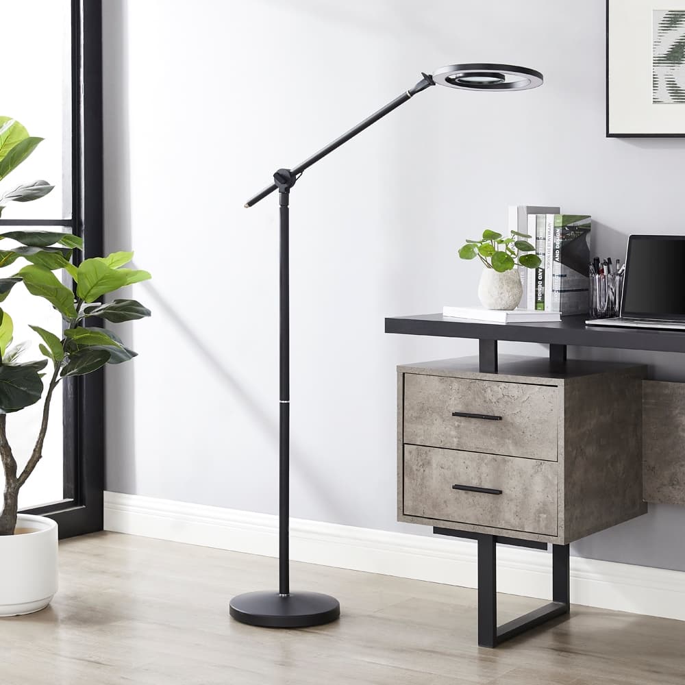 74-in LED Task/Reading Dimmable Floor Lamp with Magnifying Glass - N/A