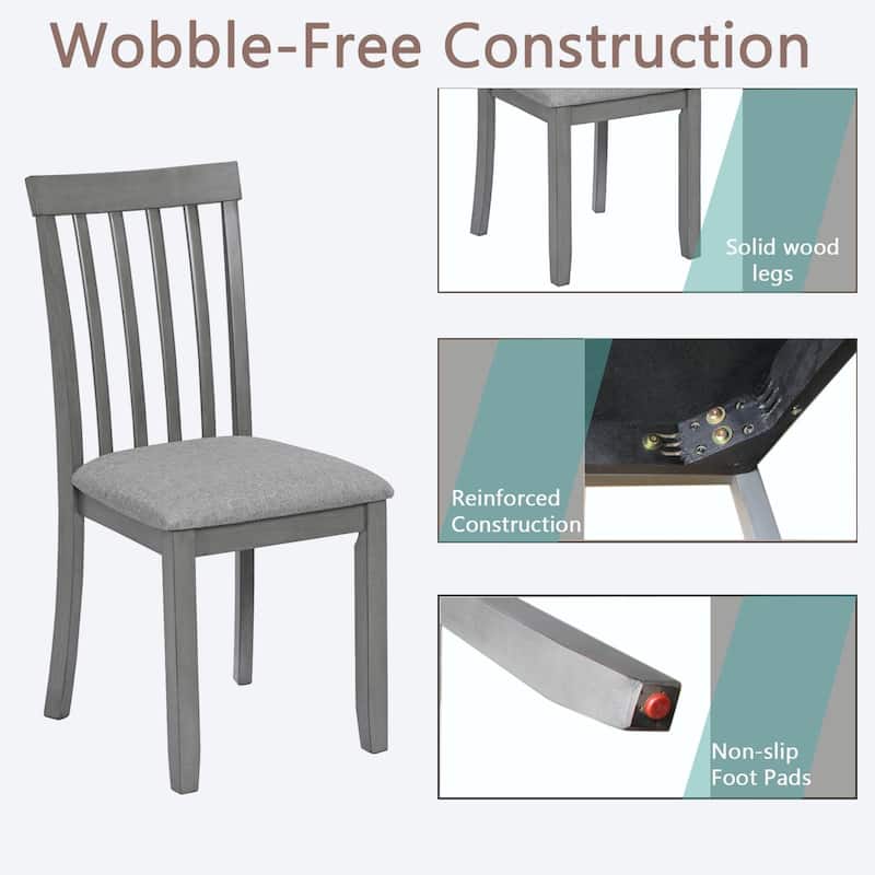 Set of 4 Wooden Dining Chairs with Padded Seats