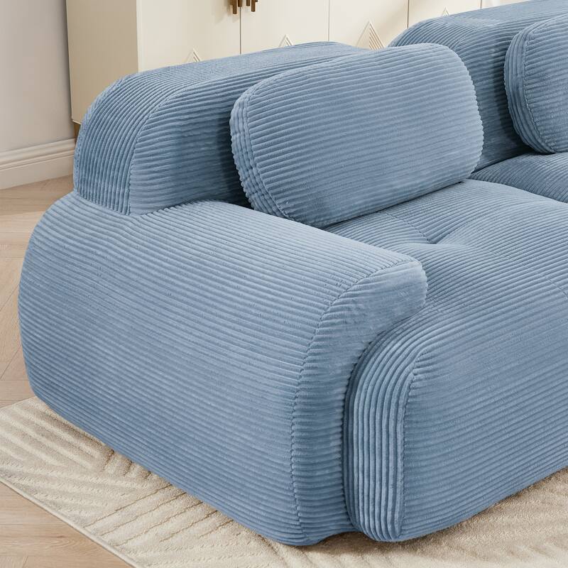 Rossetta 4-Seat Modern Simplified Anti-Slip Style Premium Corduroy Fabric Modular Sofa with Curved Armrests