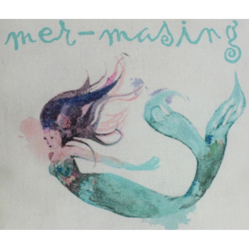 Cotton Mermaid Print Small/Petite Accent Pillow, 10" x 10"