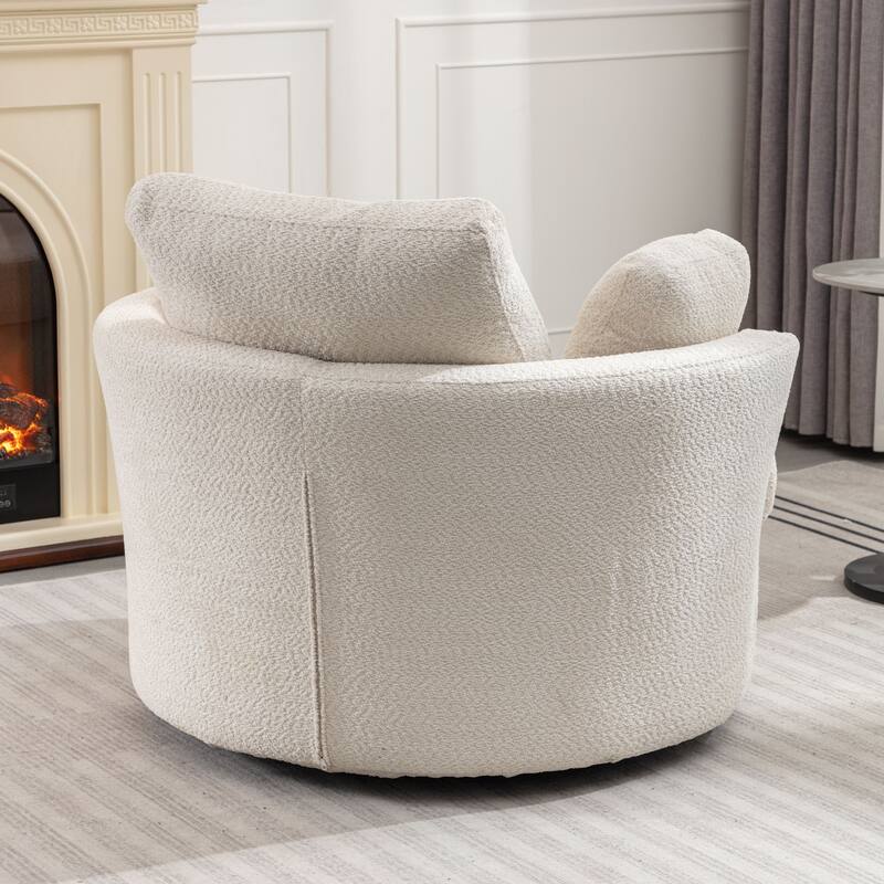 Round Swivel Chair Cozy Club 360 degrees Swivel Sofa with 3 Pillows Fabric for Living Room Lounge Hotel 40.2D X 42.1W X 34.3H