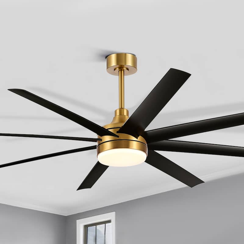 65" Gold LED Ceiling Fan with Light Remote-8 Blade - 65 Inch