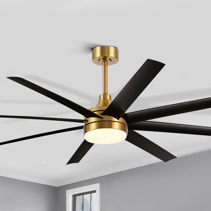65" 8 Blade Black and Gold Ceiling Fan with LED Lights Remote Control - 65 inch