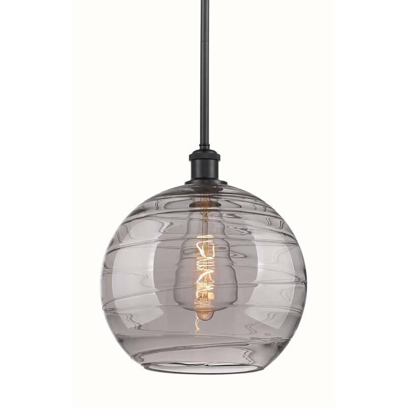 Innovations Lighting 516-1S-14-12 Athens Deco Swirl Pendant Athens - Matte Black / Light Smoke Deco Swirl