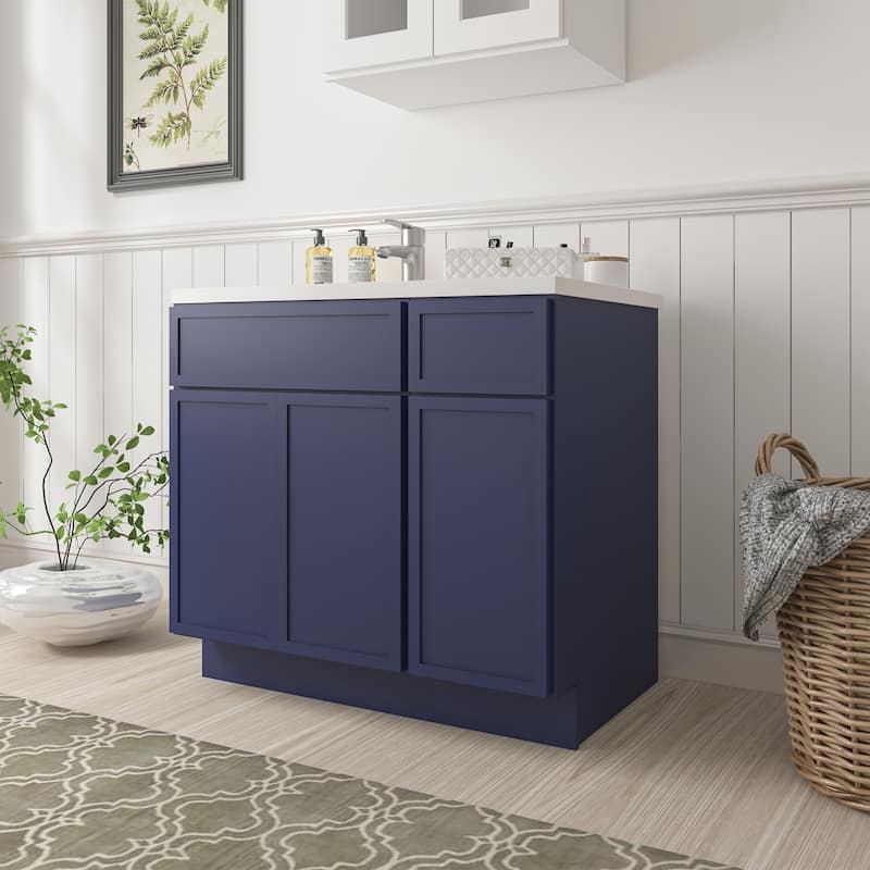 Vanity Art 36" Oak Freestanding Bathroom Vanity Cabinet without Top