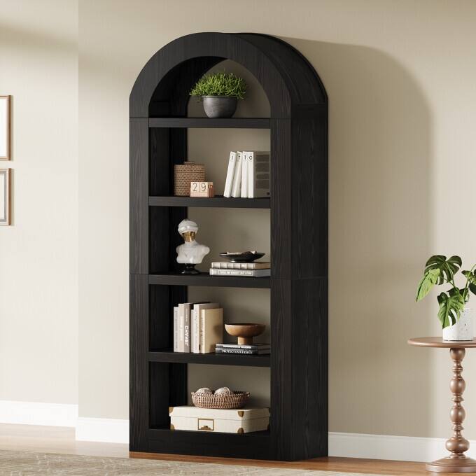 5-Tier Brown Wooden Open Bookcase Display Shelves Organizer