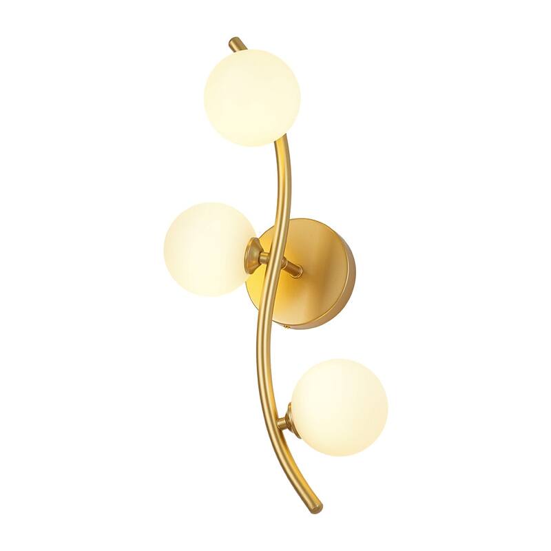 Versatile 3-Light White Glass Globe Wavy Ceiling Light Vanity Sconce