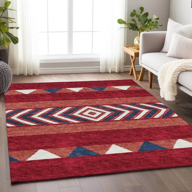 Premium Washable Super Soft Southwest Ombre Mayfield Rug - Red - 9' x 12'