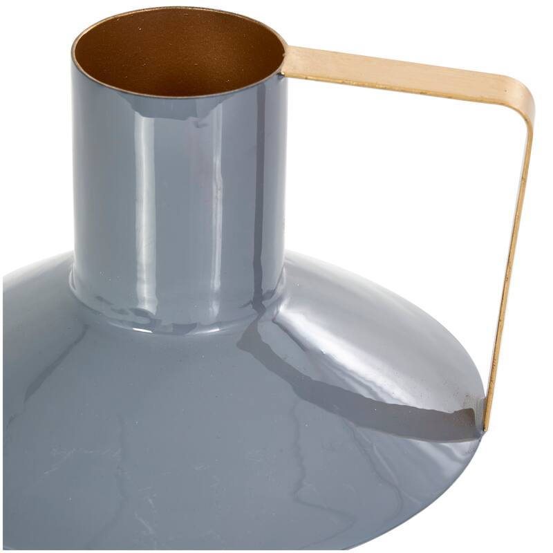 CosmoLiving by Cosmopolitan Metal Enameled Abstract Vase with Varying Shapes and Geometric Gold Handles (Set of 3)