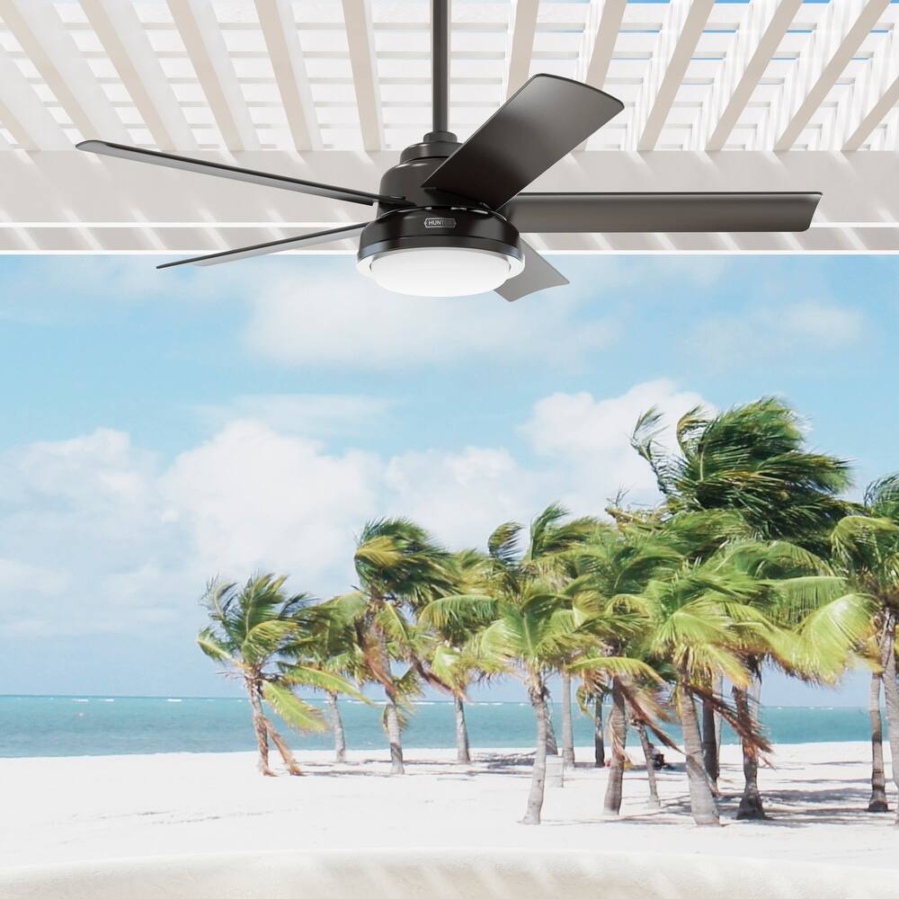 Hunter 52" Seawall Outdoor Ceiling Fan with LED Light Kit, Wall Control - Wet Rated!