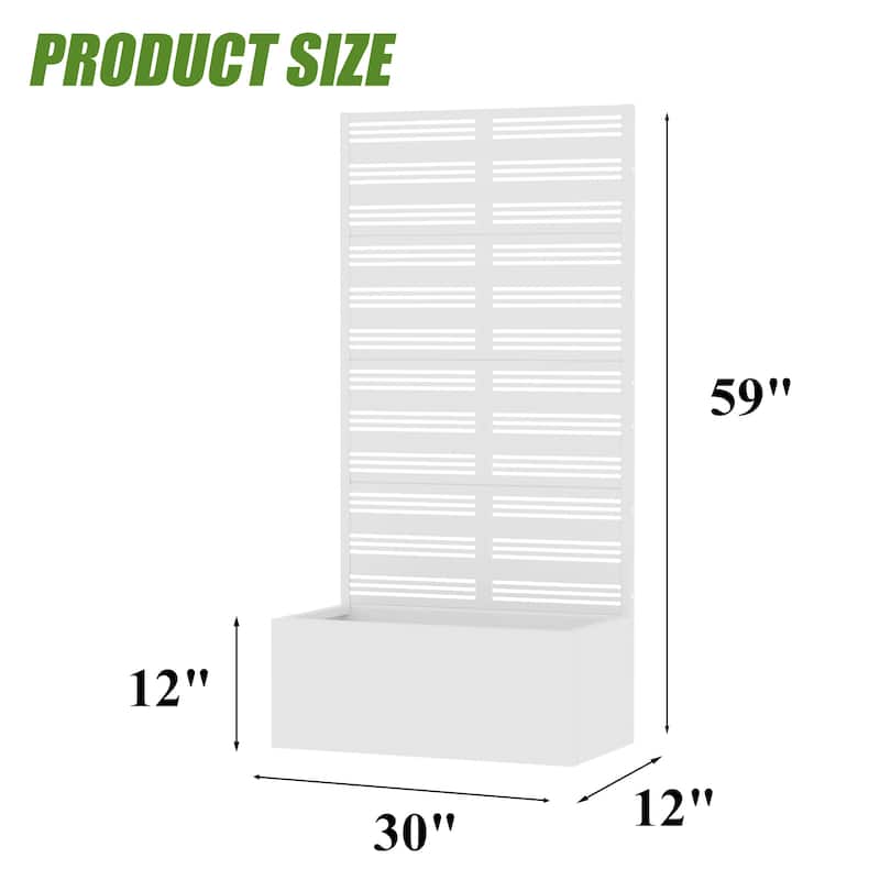 Metal Galvanized Planter Box with Trellis Privacy Screen Lockable Wheels