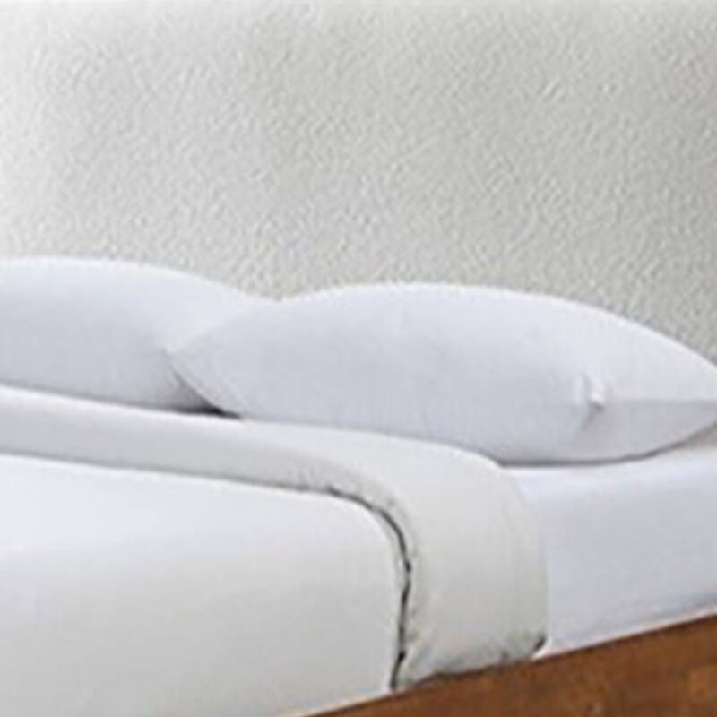 Carry King Size Bed w Beige Boucle Upholstered Headboard, Walnut Brown