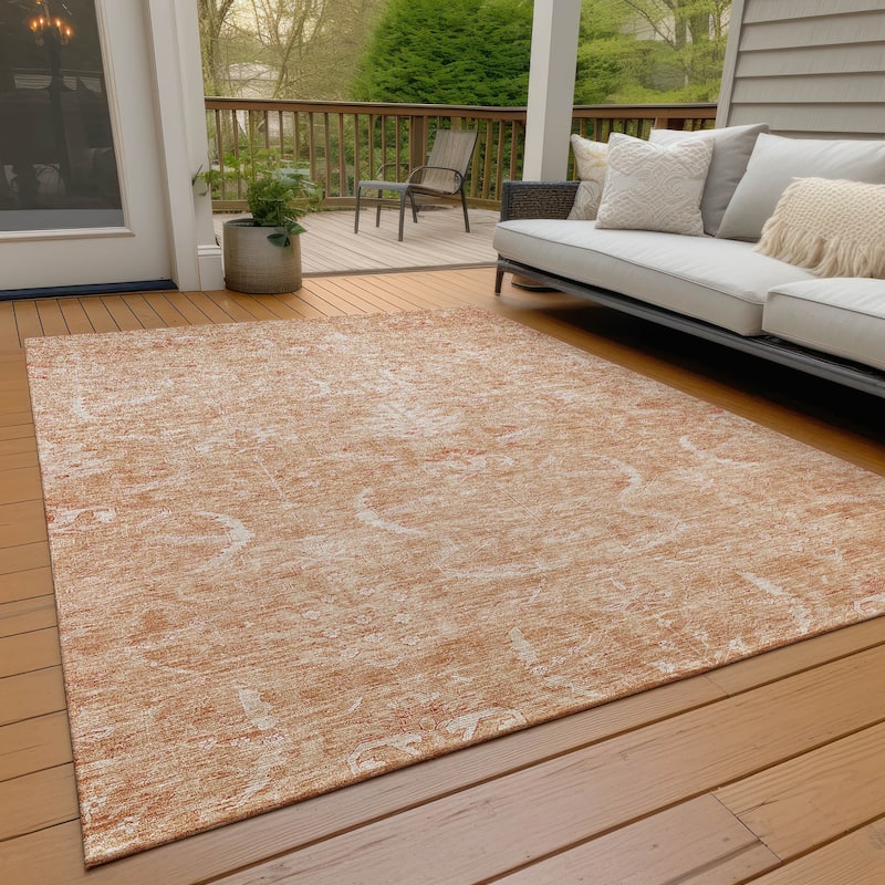 Machine Washable Indoor/ Outdoor Boho Traditional Chantille Rug