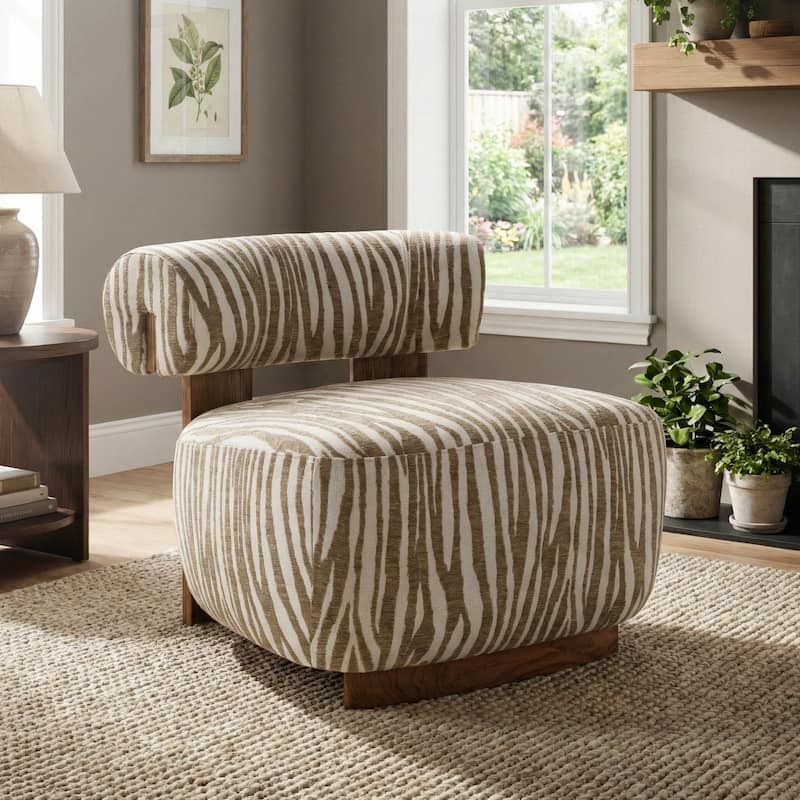 Furniture of America Orynt Modern Zebra Upholstered Accent Chair - Beige