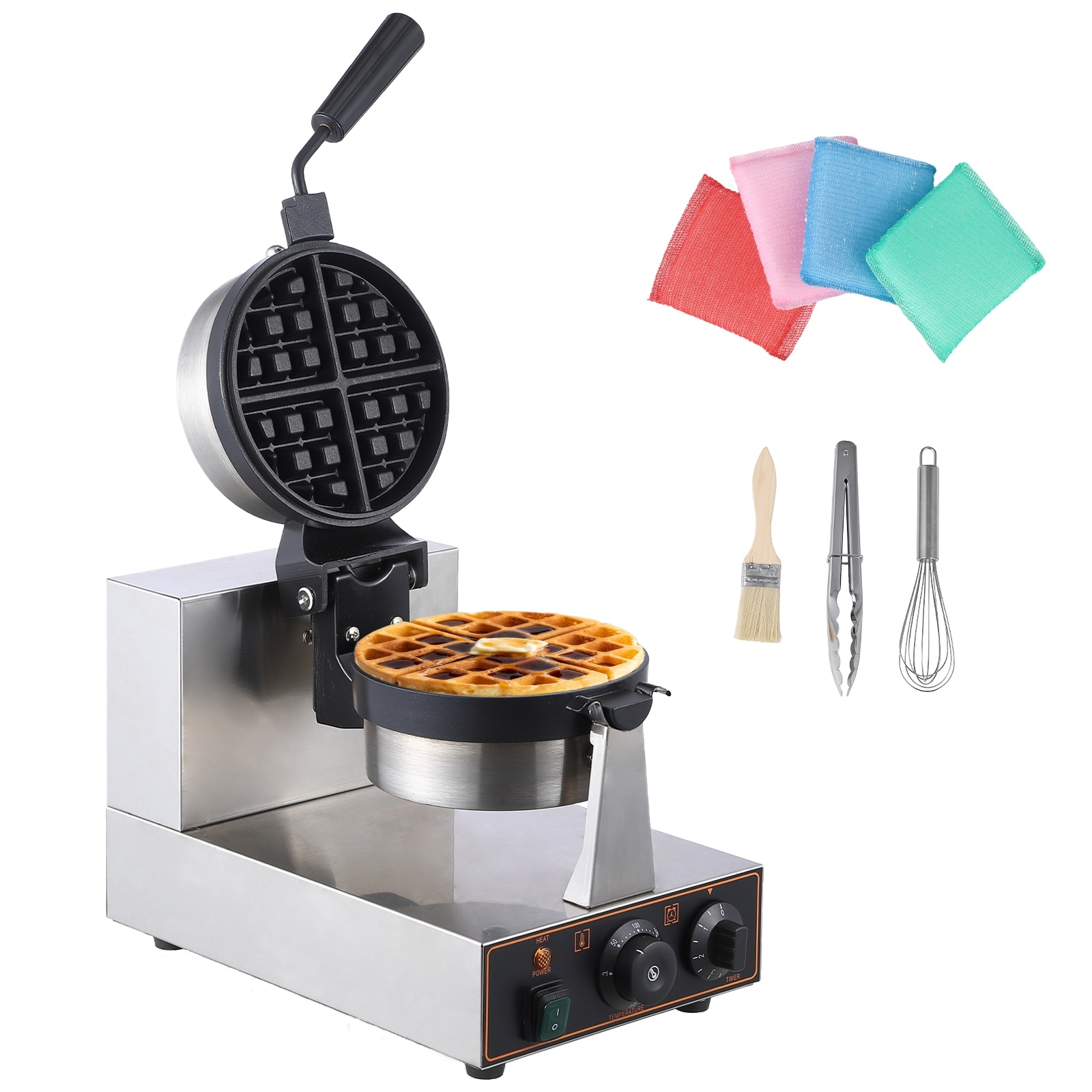 Electric Commercial Waffle Cone Maker, 360° Rotation - Single head rotating 1 grid circular
