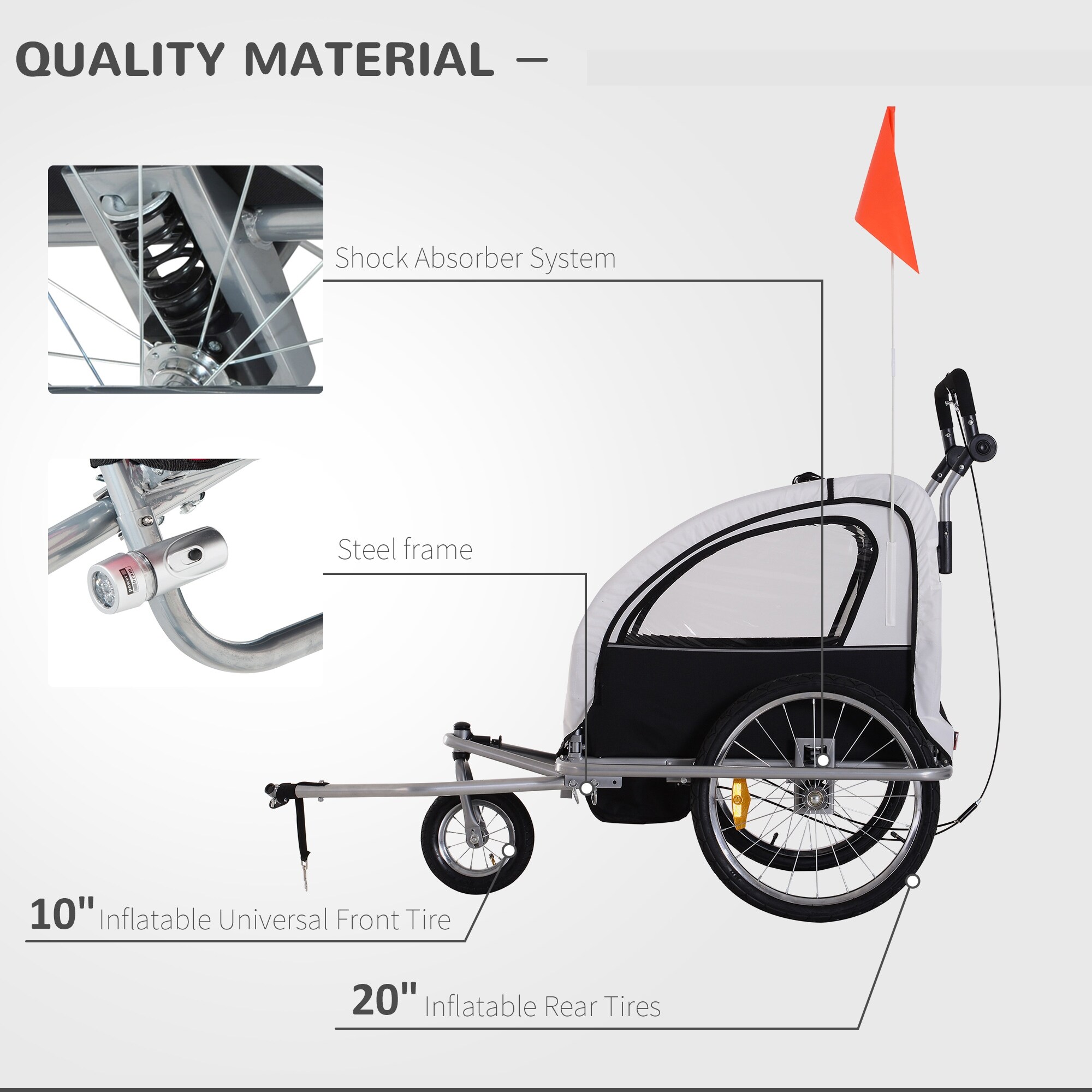 Aosom Elite II 3 in 1 Double Child Bike Trailer and Stroller On