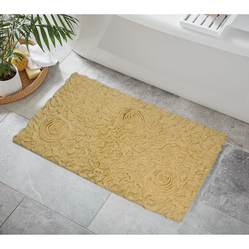 Bell Flower Bathroom Rug, Cotton Soft, Water Absorbent Bath Rug, Non Slip Shower Rug Machine Washable 24"x40" Rectangle