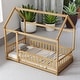 preview thumbnail 33 of 36, Twin / Full Size Wooden House Bed with Fence and Roof bed Frame, Montessori Style Floor Bed for Kids
