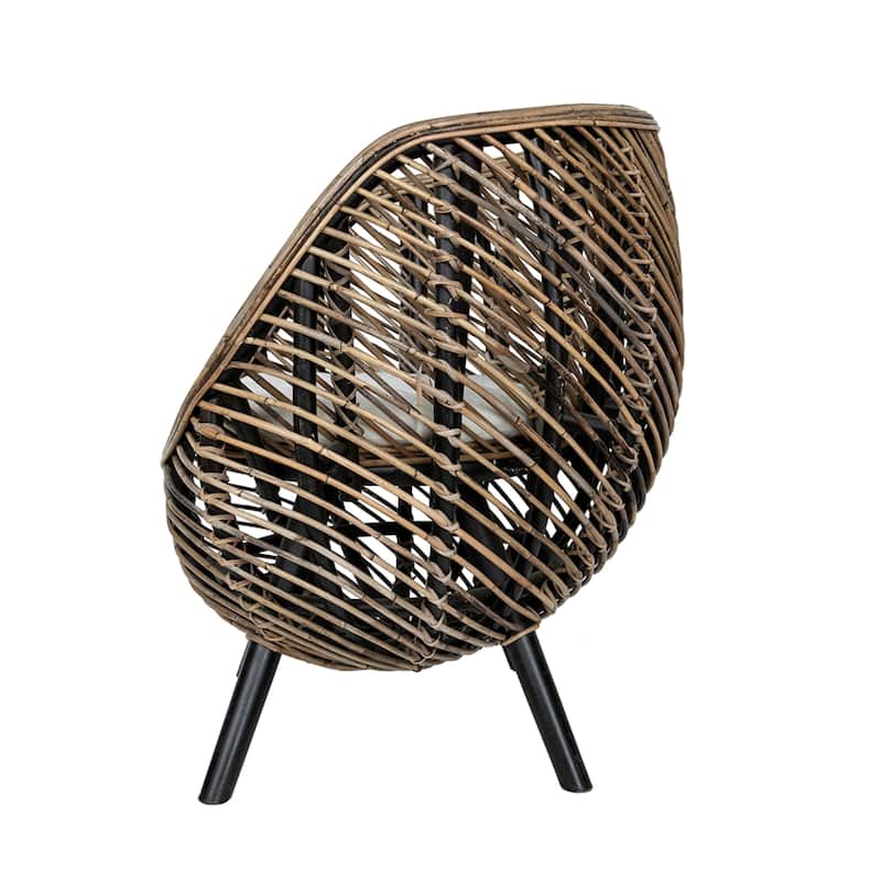 Rattan Round Shape Accent Chair - 31" - Brown