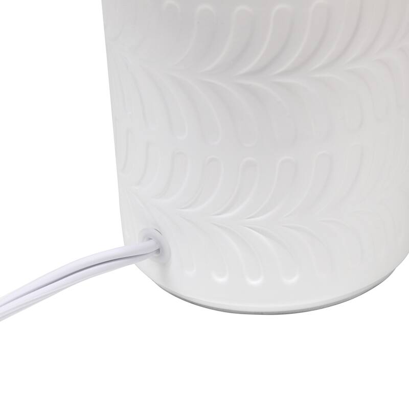 Floral Textured Ceramic Table Lamp with Drum Shade - 10" - Cream