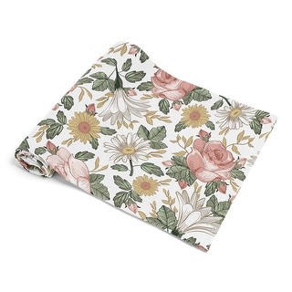 Sweet Jojo Designs Vintage Floral Boho Girl 100% Cotton Muslin Baby Swaddle Receiving Blanket - Bohemian, Shabby Chic, Farmhouse