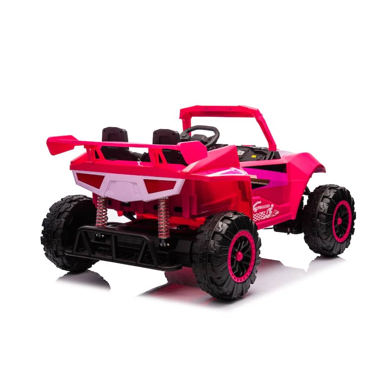 24V Kids Ride-On Car Electric Car with Police Lights, Pink Toddler Vehicle Ride on Jeep with Parent Remote