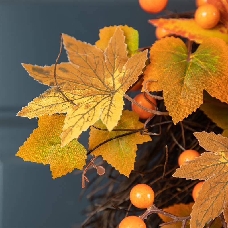 Glitzhome 3ft Fall Sunflower Leaf Potted Tree Thanksgiving Porch Decor